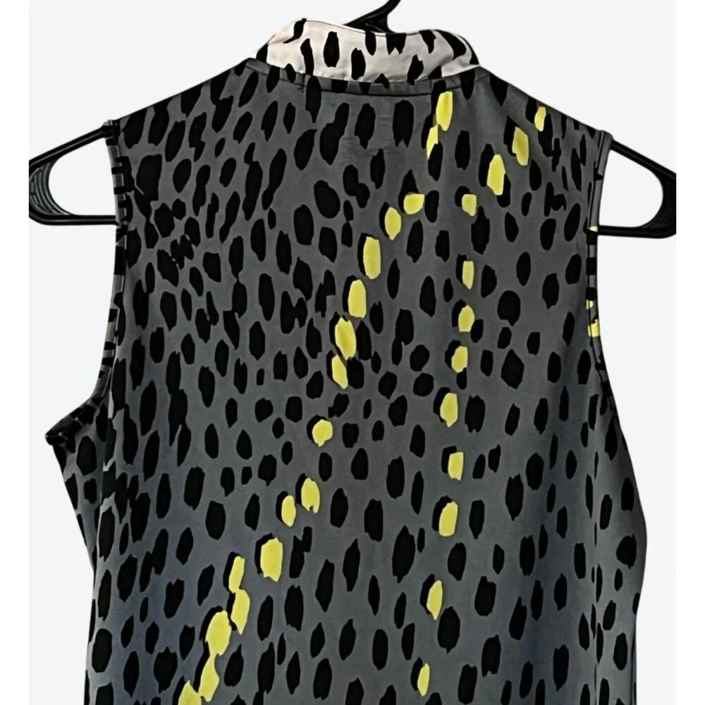 Jamie Sadock Women's XS 1/4 Zip Sleeveless Golf Top Gray, Black Yellow Geometric - Picture 4 of 5
